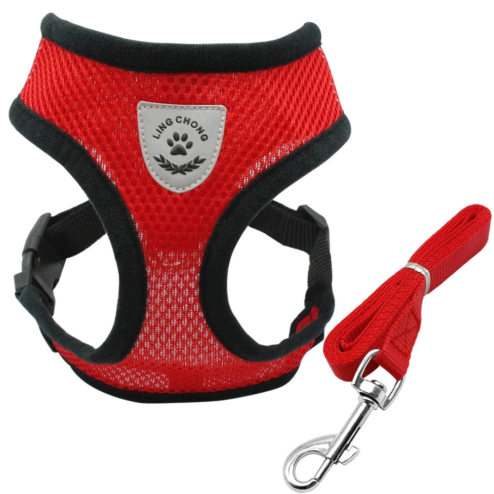 Mesh Cat Harness and Leash Breathable Reflective Kitten Cats Harnesses Small Dog Puppy Harness for French Bulldog Chihuahua Pug
