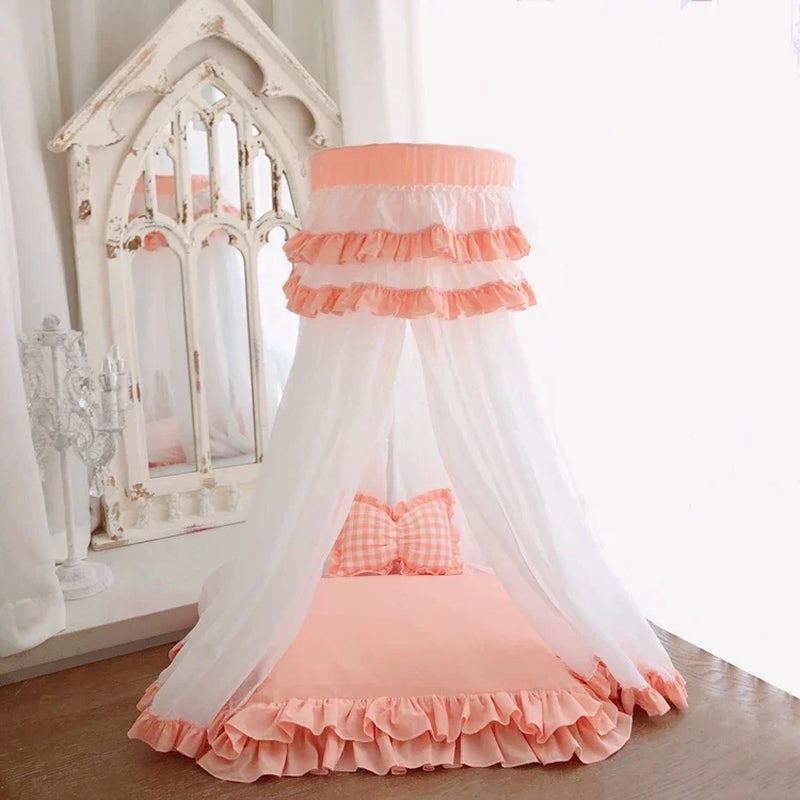 Pet Tent Cat Blanket Pink Dog Beds and Pillow All Seasons General Teddy House Cute Princess Bed Hand Wash Cat Beds
