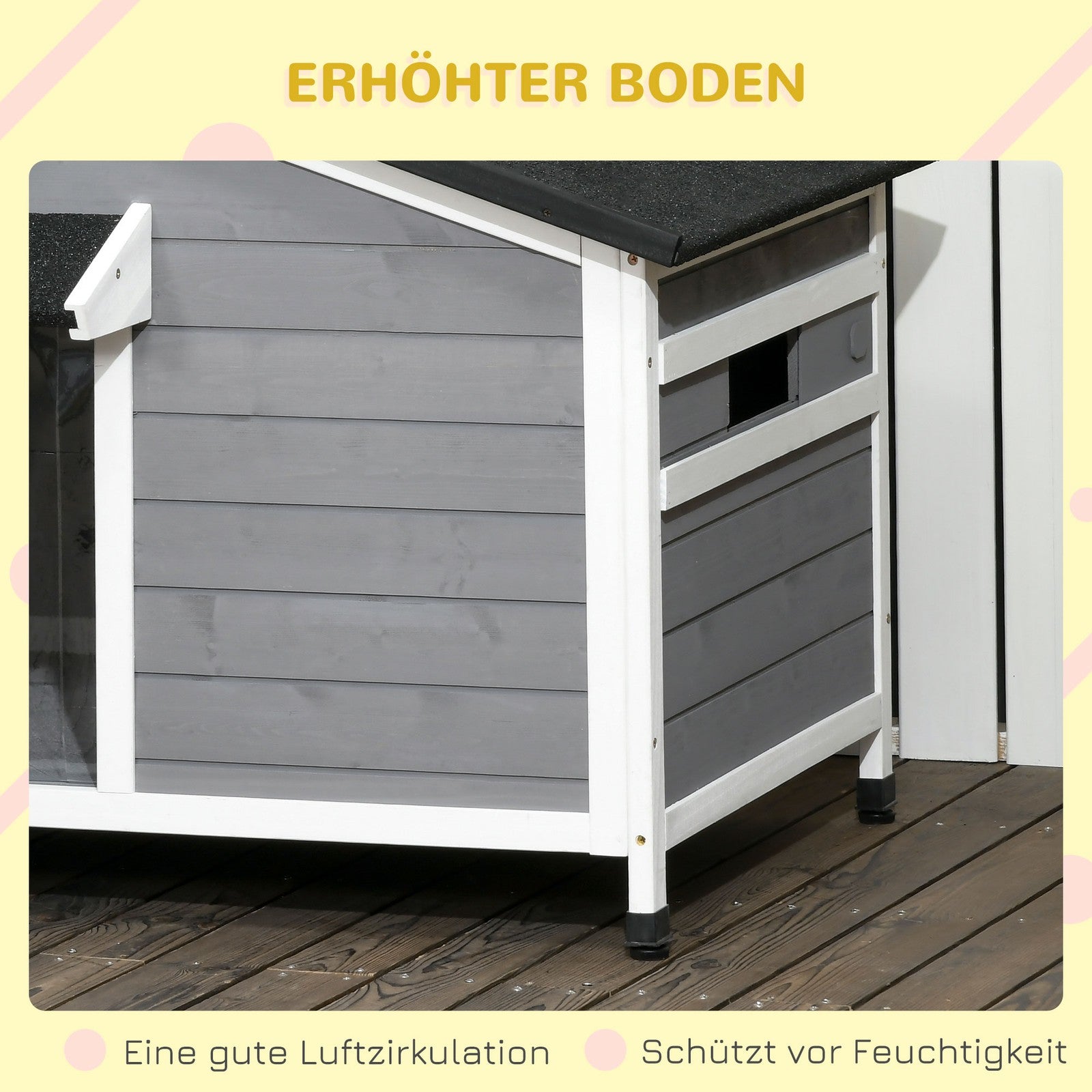Pawhut Hundehütte, Tannenholz, Hundehaus Mit Asphaltdach, Outdoor, Wetterfeste