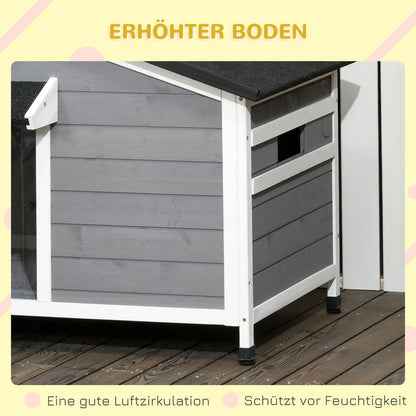 Pawhut Hundehütte, Tannenholz, Hundehaus Mit Asphaltdach, Outdoor, Wetterfeste