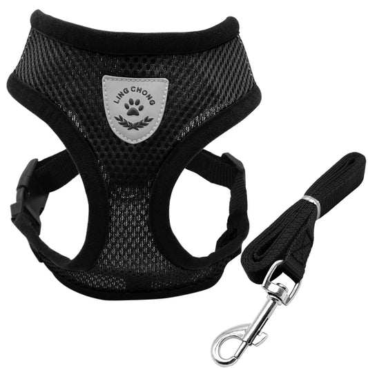Mesh Cat Harness and Leash Breathable Reflective Kitten Cats Harnesses Small Dog Puppy Harness for French Bulldog Chihuahua Pug