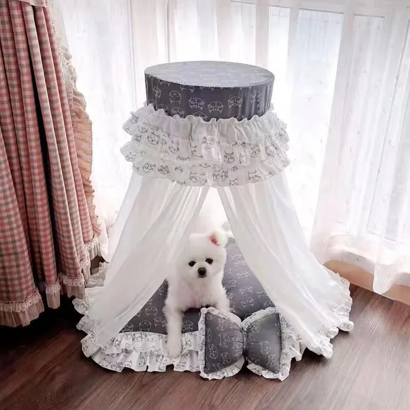 Pet Tent Cat Blanket Pink Dog Beds and Pillow All Seasons General Teddy House Cute Princess Bed Hand Wash Cat Beds