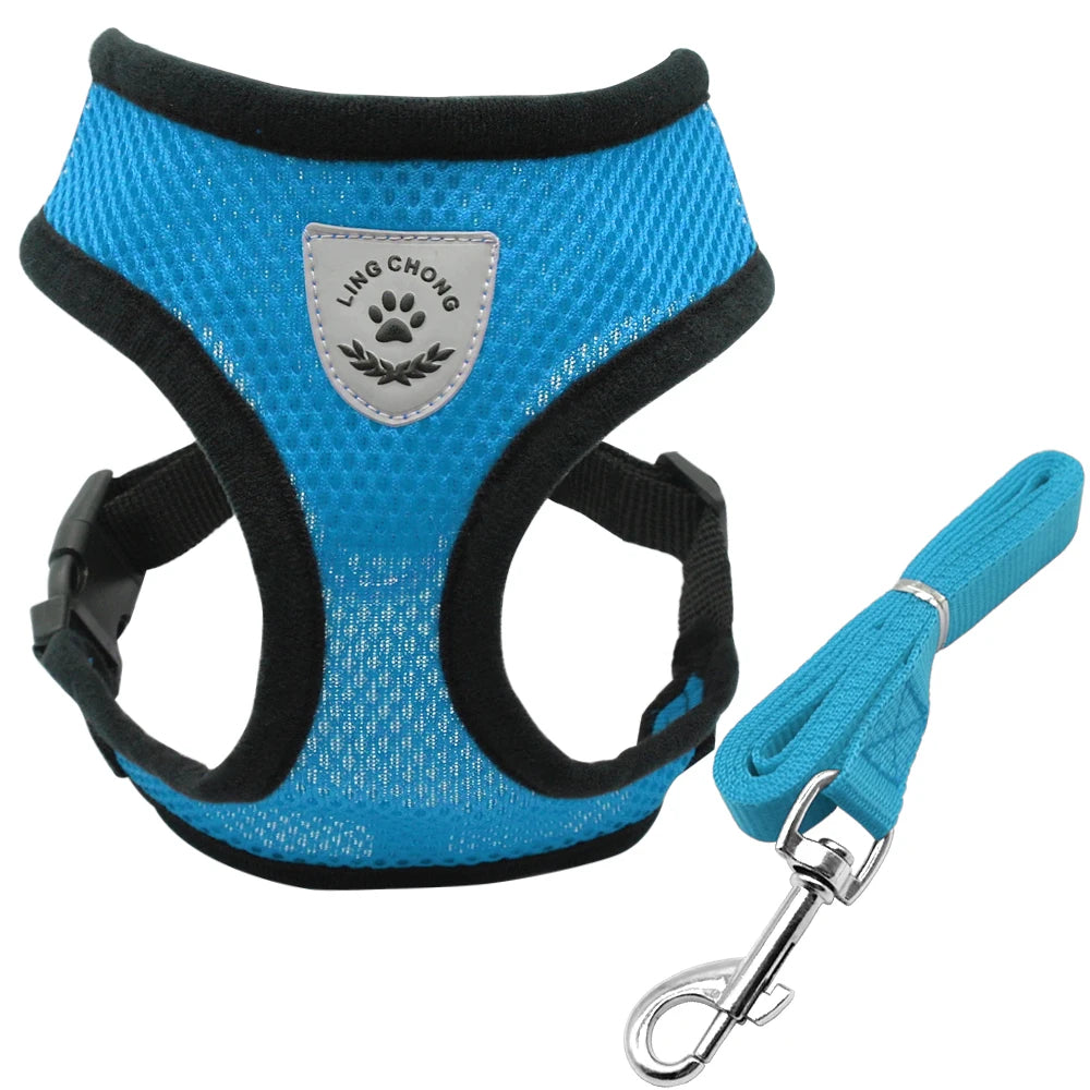 Mesh Cat Harness and Leash Breathable Reflective Kitten Cats Harnesses Small Dog Puppy Harness for French Bulldog Chihuahua Pug
