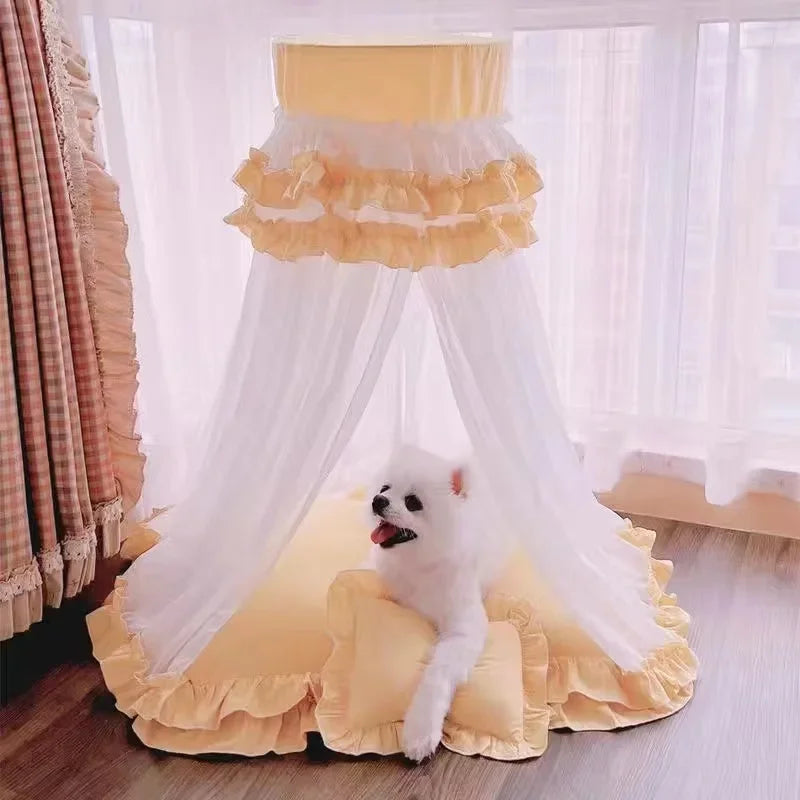Pet Tent Cat Blanket Pink Dog Beds and Pillow All Seasons General Teddy House Cute Princess Bed Hand Wash Cat Beds