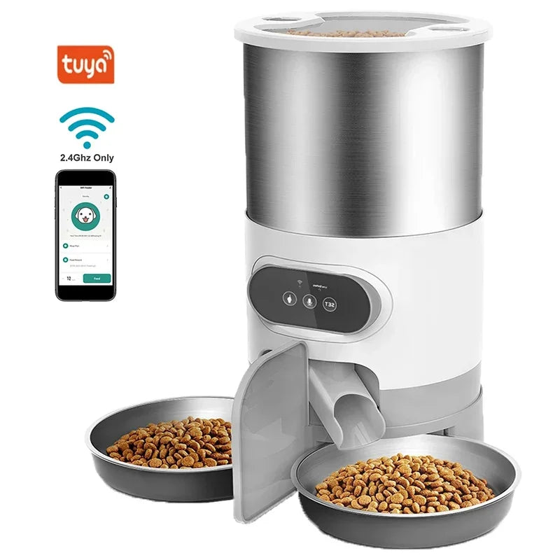 3L/4.5L Automatic Cats Dispenser Smart Cat Dog Food Feeder Single/Dual Stainless Steel Bowls Pets Timer Feeding for Dry Foods