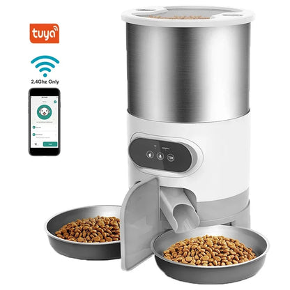 3L/4.5L Automatic Cats Dispenser Smart Cat Dog Food Feeder Single/Dual Stainless Steel Bowls Pets Timer Feeding for Dry Foods