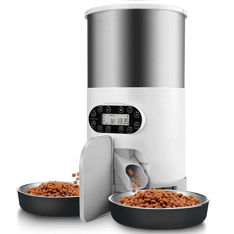 3L/4.5L Automatic Cats Dispenser Smart Cat Dog Food Feeder Single/Dual Stainless Steel Bowls Pets Timer Feeding for Dry Foods