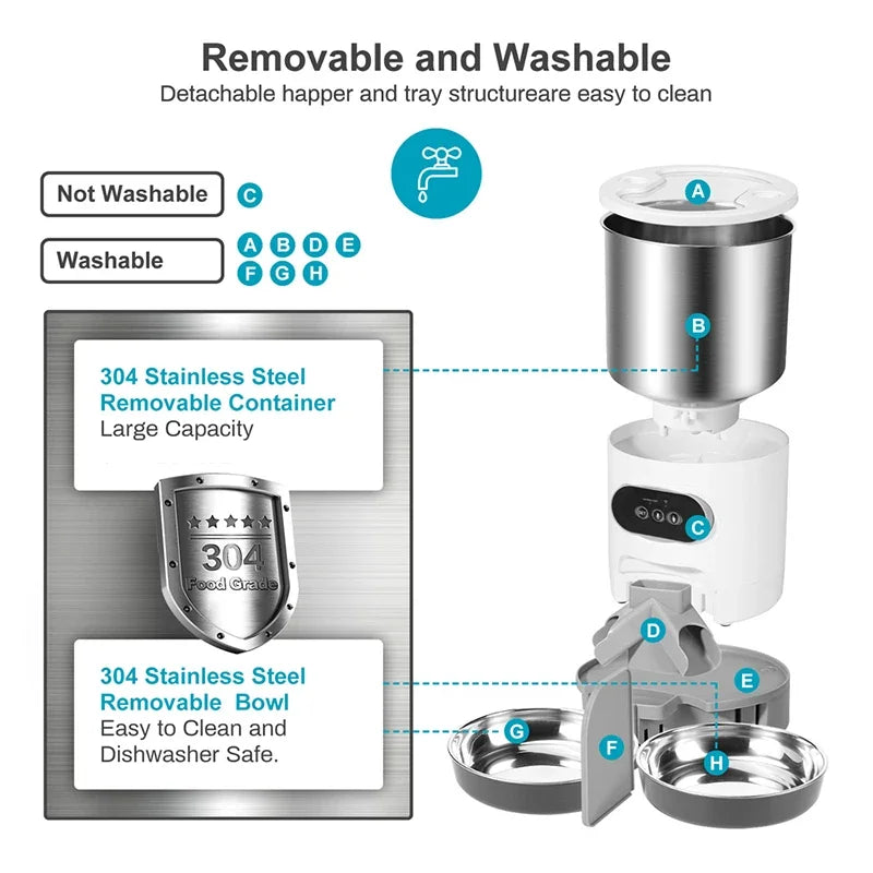 3L/4.5L Automatic Cats Dispenser Smart Cat Dog Food Feeder Single/Dual Stainless Steel Bowls Pets Timer Feeding for Dry Foods