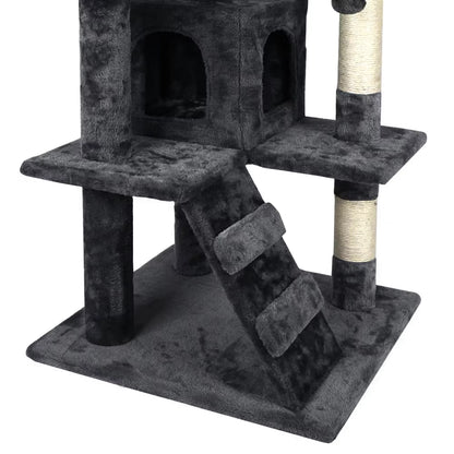 Cat Trees Cat Climbing Frame for Indoor Cats 5-Level Cat Tower Hammock Padded Perches and Condos Cat Jumping Toy with Ladder