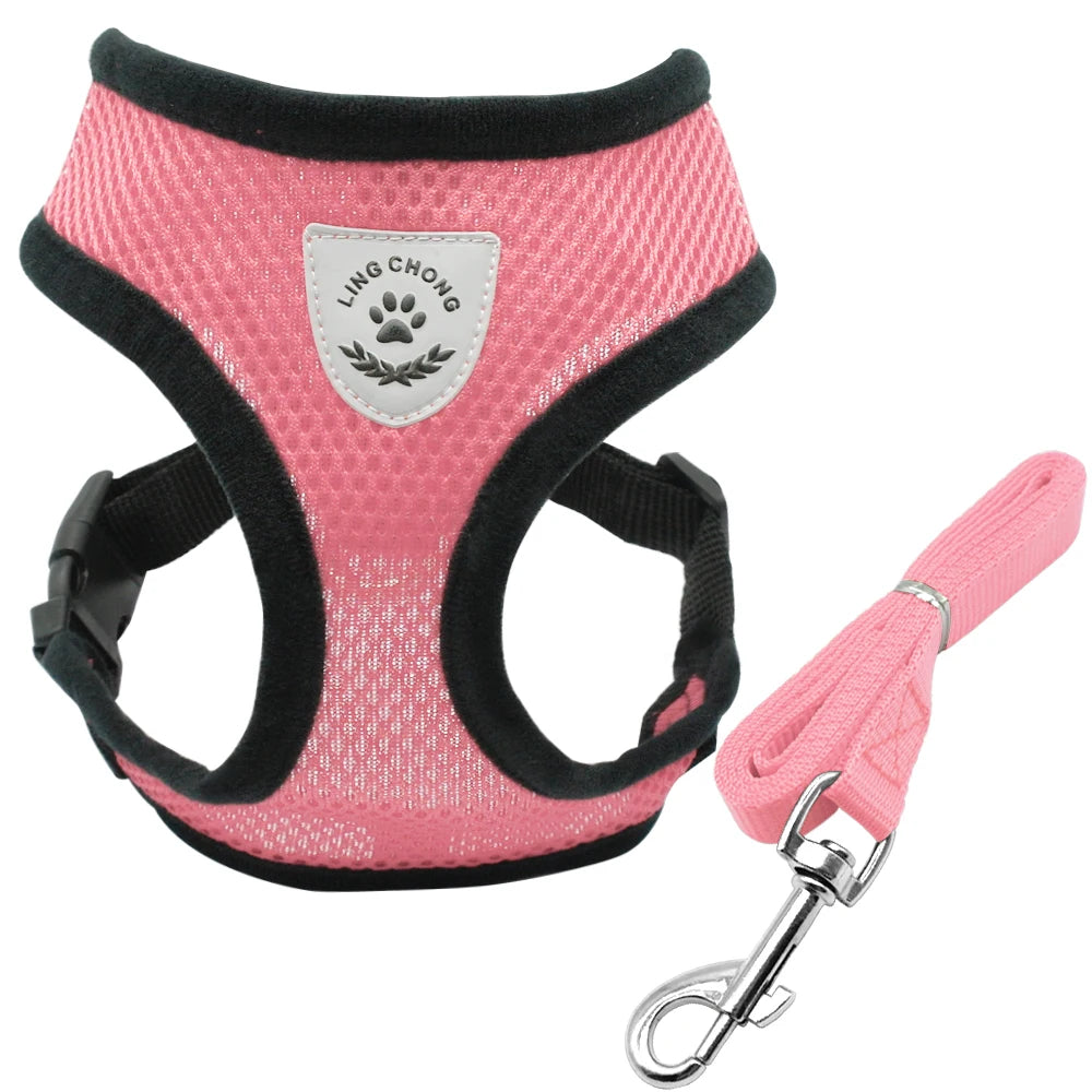 Mesh Cat Harness and Leash Breathable Reflective Kitten Cats Harnesses Small Dog Puppy Harness for French Bulldog Chihuahua Pug