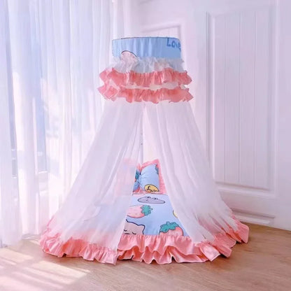 Pet Tent Cat Blanket Pink Dog Beds and Pillow All Seasons General Teddy House Cute Princess Bed Hand Wash Cat Beds
