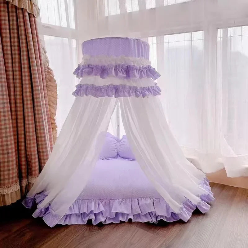 Pet Tent Cat Blanket Pink Dog Beds and Pillow All Seasons General Teddy House Cute Princess Bed Hand Wash Cat Beds