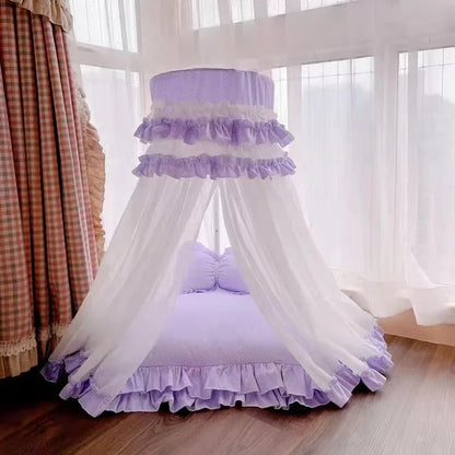 Pet Tent Cat Blanket Pink Dog Beds and Pillow All Seasons General Teddy House Cute Princess Bed Hand Wash Cat Beds