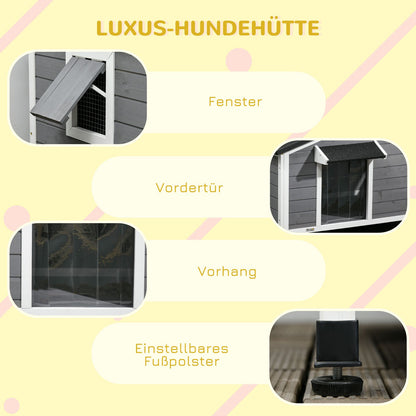 Pawhut Hundehütte, Tannenholz, Hundehaus Mit Asphaltdach, Outdoor, Wetterfeste