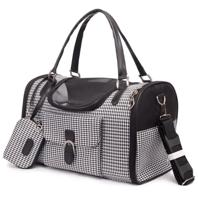 Portable Outdoor Pet Cat Dog Carrier Bag with Purse Leather Travel Small Dog Chihuahua Teddy Carrying Bag Handbag