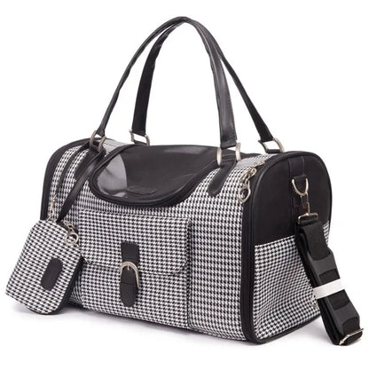 Portable Outdoor Pet Cat Dog Carrier Bag with Purse Leather Travel Small Dog Chihuahua Teddy Carrying Bag Handbag