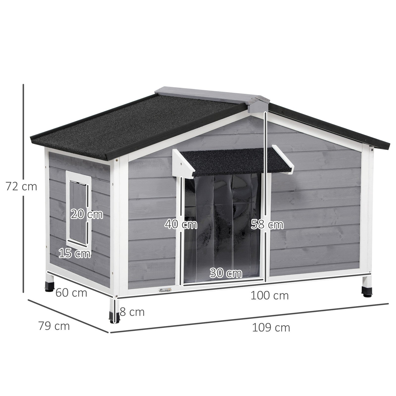 Pawhut Hundehütte, Tannenholz, Hundehaus Mit Asphaltdach, Outdoor, Wetterfeste