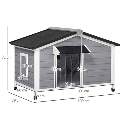 Pawhut Hundehütte, Tannenholz, Hundehaus Mit Asphaltdach, Outdoor, Wetterfeste