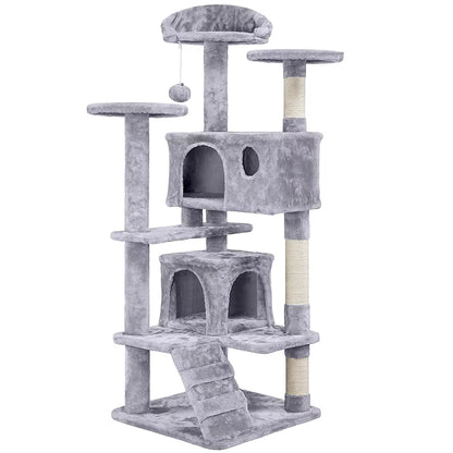 Cat Trees Cat Climbing Frame for Indoor Cats 5-Level Cat Tower Hammock Padded Perches and Condos Cat Jumping Toy with Ladder