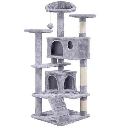 Cat Trees Cat Climbing Frame for Indoor Cats 5-Level Cat Tower Hammock Padded Perches and Condos Cat Jumping Toy with Ladder