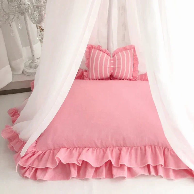 Pet Tent Cat Blanket Pink Dog Beds and Pillow All Seasons General Teddy House Cute Princess Bed Hand Wash Cat Beds