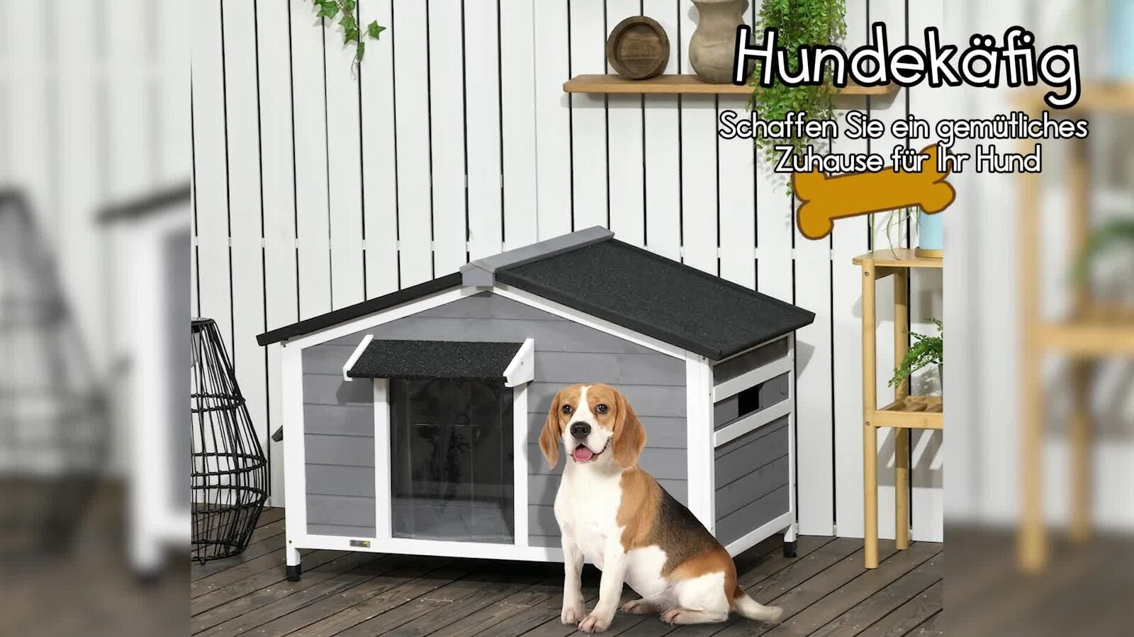 Pawhut Hundehütte, Tannenholz, Hundehaus Mit Asphaltdach, Outdoor, Wetterfeste