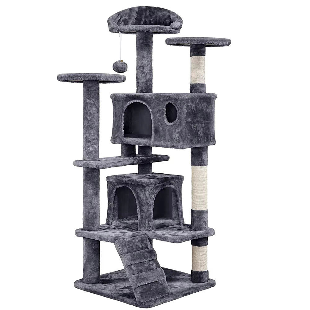 Cat Trees Cat Climbing Frame for Indoor Cats 5-Level Cat Tower Hammock Padded Perches and Condos Cat Jumping Toy with Ladder