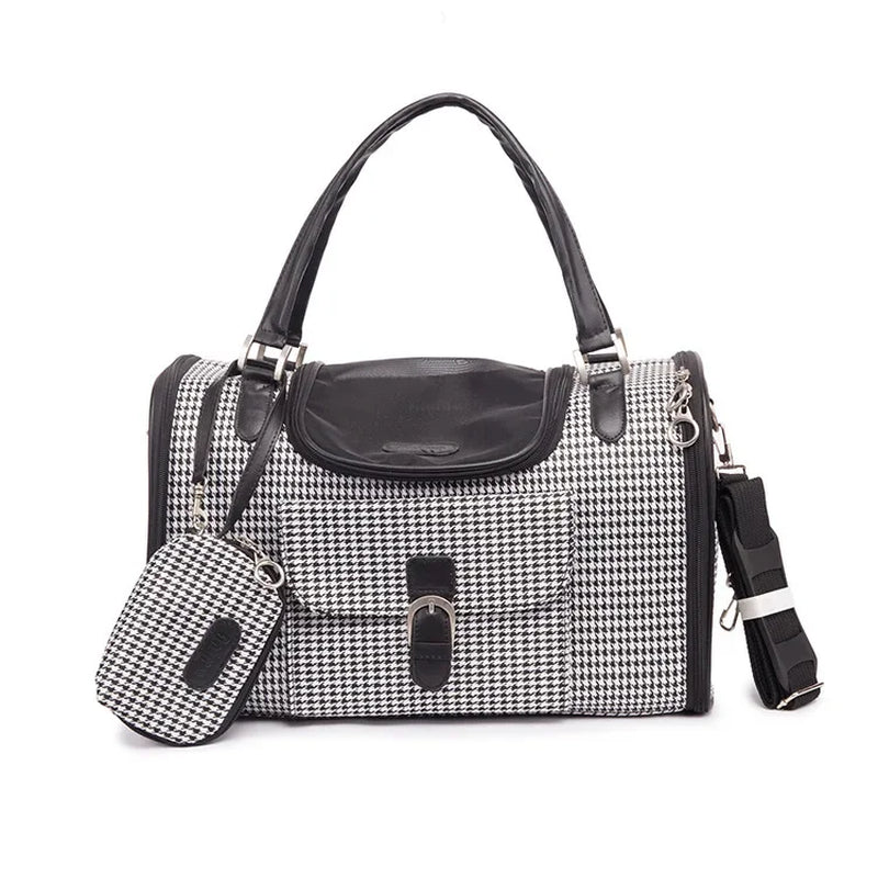 Portable Outdoor Pet Cat Dog Carrier Bag with Purse Leather Travel Small Dog Chihuahua Teddy Carrying Bag Handbag