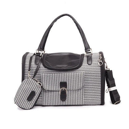 Portable Outdoor Pet Cat Dog Carrier Bag with Purse Leather Travel Small Dog Chihuahua Teddy Carrying Bag Handbag